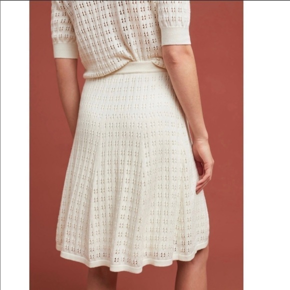 Anthropologie Meadow Rue Cadenza Pointelle Knit Skirt Cream Ivory Size 8 - Picture 5 of 8